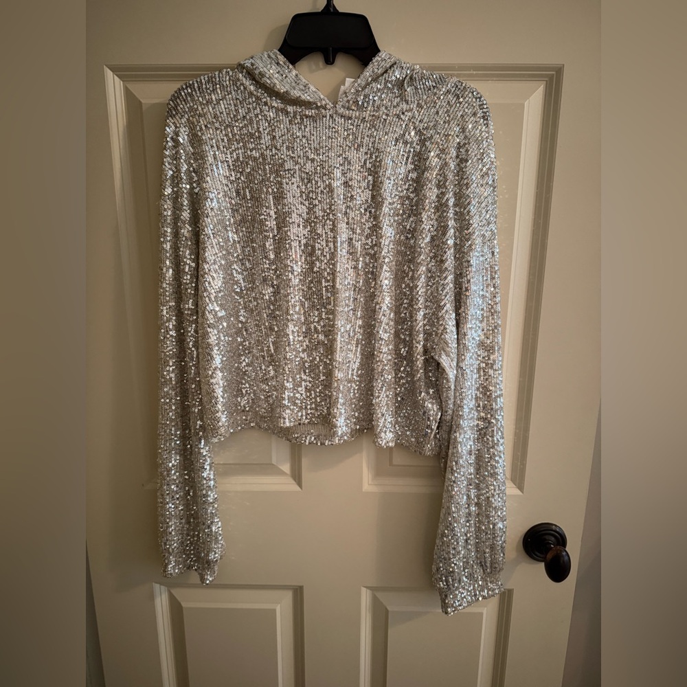 LAWLESS Silver Sequin Hoodie 57